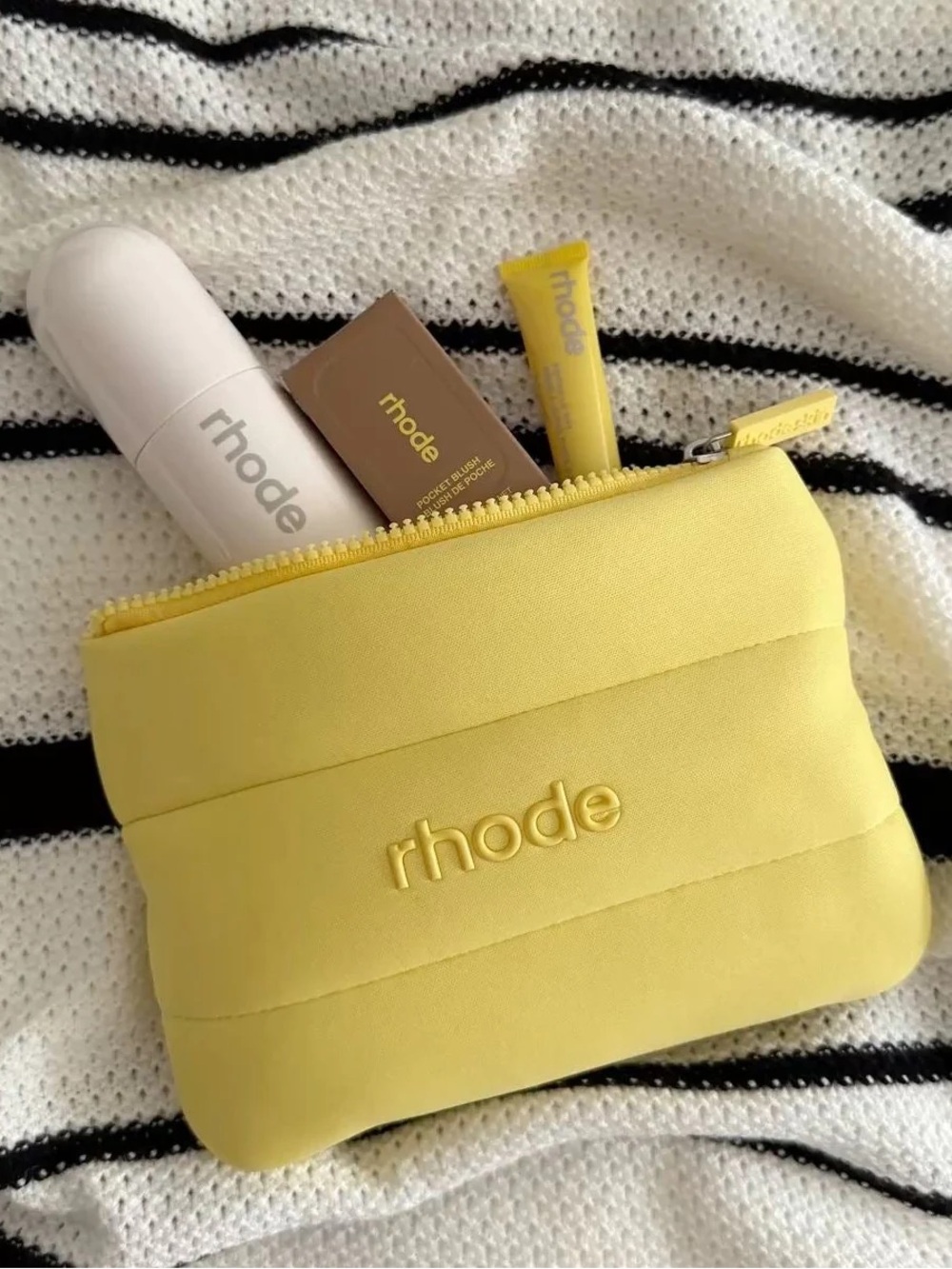 Rhode Lemon Bubble Bag yellow gold cosmetics pouch makeup make up skin Lemontini
